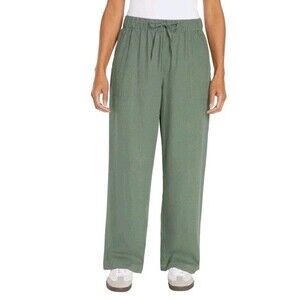 GAP Women's Drawstring Linen Pants Pull On Pants - Green - Size LARGE - NWT!!